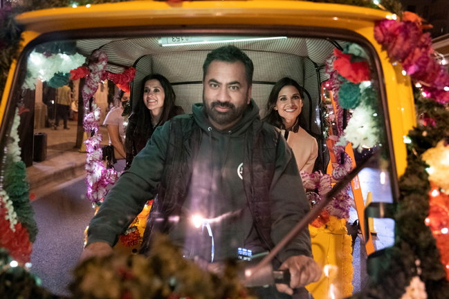 Kal Penn with passengers Surina Jindal and Melanie Chandra in Hot Mess Holiday