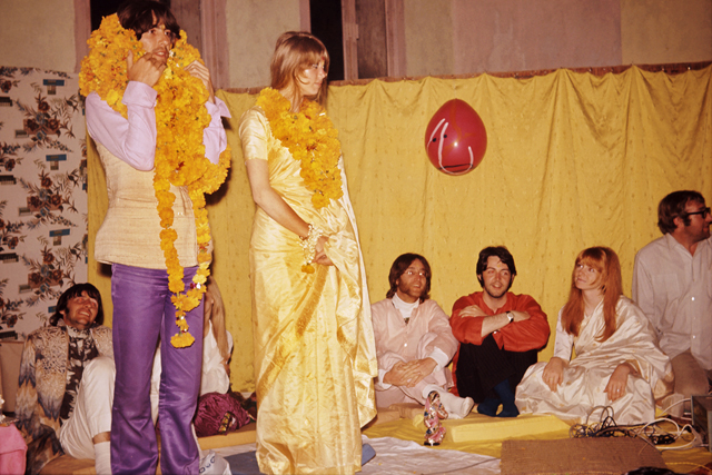 George Harrison and Patti with garlands - NYIFF