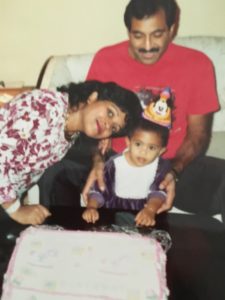 Sheela Putumana with daughter and husband