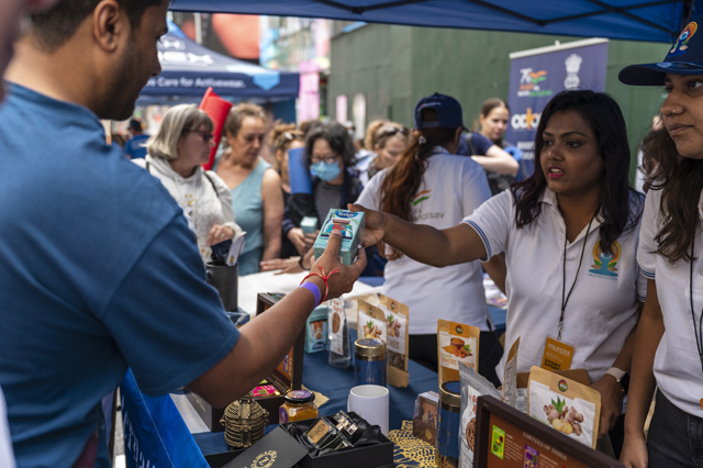 The India booth at he Yoga Village in Times Square