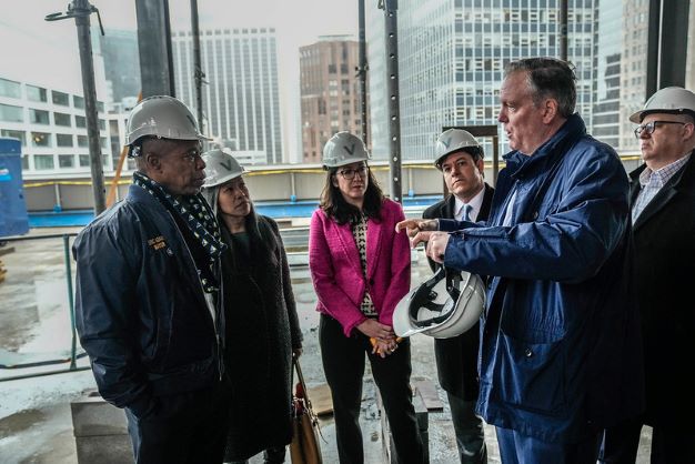 Mayor Eric Adams tours a former office building converted to housing at 160 Water St. in Lower Manhattan on Monday, March 13, 2023. Michael Appleton/Mayoral Photography Office