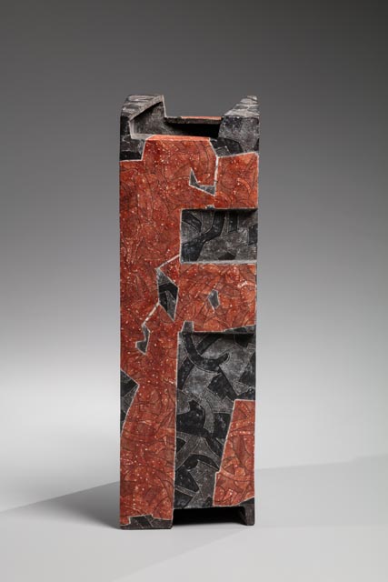 Joan B Mirviss Ltd. Wada Morihiro (1944-2008) Kakugenki; Brilliance and Mystery Vessel 1997 Slip-glazed stoneware 18 1/8 x 5 3/4 x 5 3/4 in.