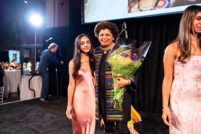 CHI Gala - Chandrika Tandon receives a bouquet from a CH3 member