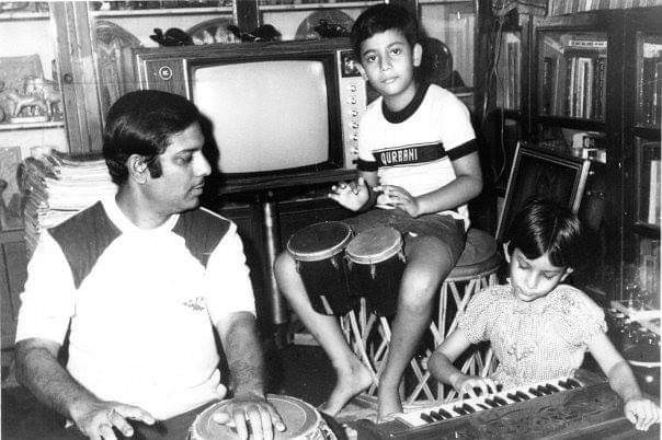 Music session at our Kolkata home with my father Sumit and brother Rajesh.