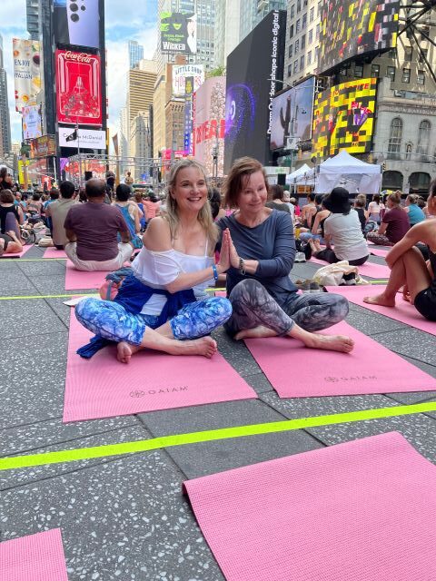 Yoga in Times Square joins everyone - Photo Lavina Melwani