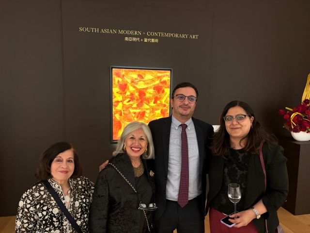Lavina Melwani, Aroon Shivdasani, Nishad Avari of Christie's and Josheen Oberoi at South Asian Contemprary Art