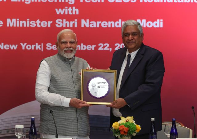Prime Minster Shri Narendra Modi with Provost Chandrakasan in New York September 2024