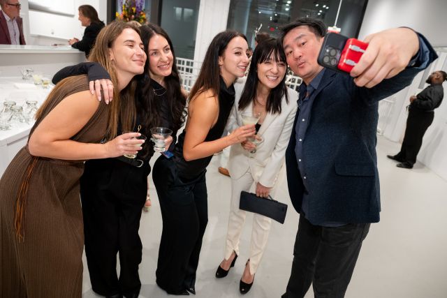 Sundaram Tagore gallery staff with artist Miya Ando