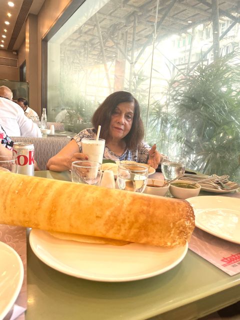 Vegetarian Indian Food - Dosa and mango lassi