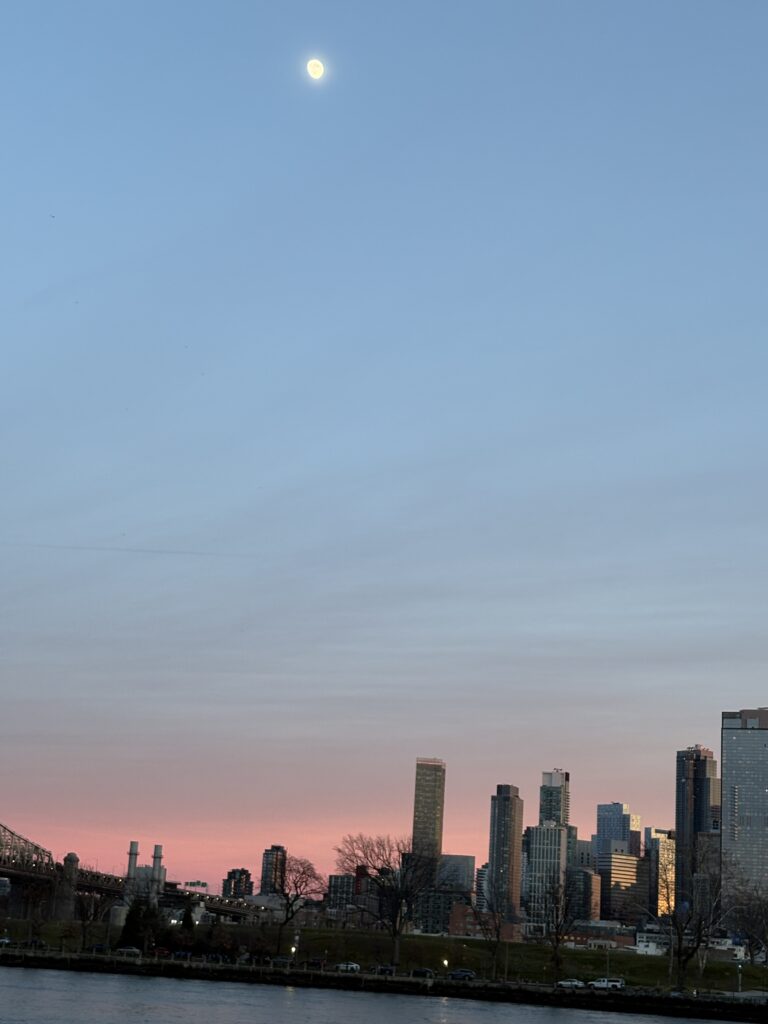 Photo of the Day - The moon is out as the sun sets over the East River in Manhattan
