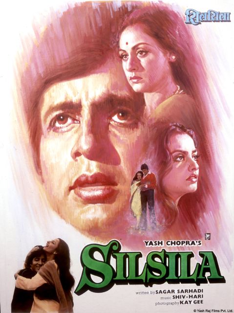 Silsila (MOMI) with the iconic song Rang Bharse which is played at all Holi celebrations